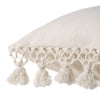 Cotton Canvas Pom Pillow, White