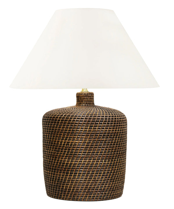 Chesapeake Rattan Table Lamp, Antique Brown