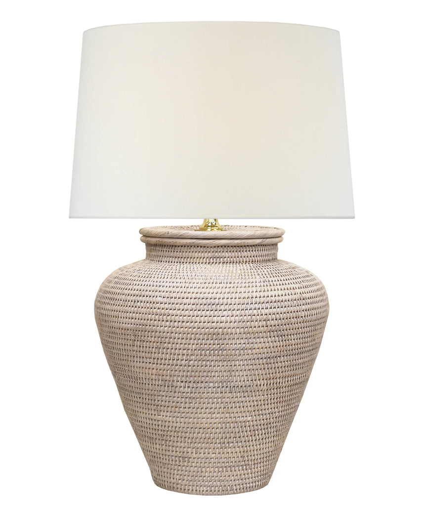 Naples Rattan Large Table Lamp, White Wash