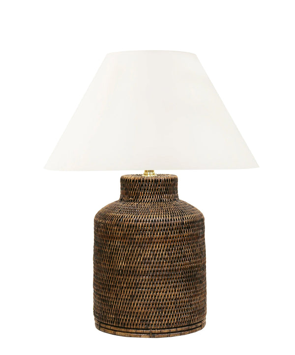 Newtown Rattan Table Lamp, Antique Brown