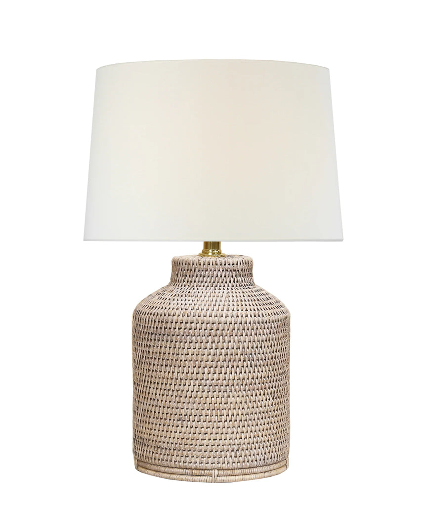 Newtown Rattan Table Lamp, White Wash