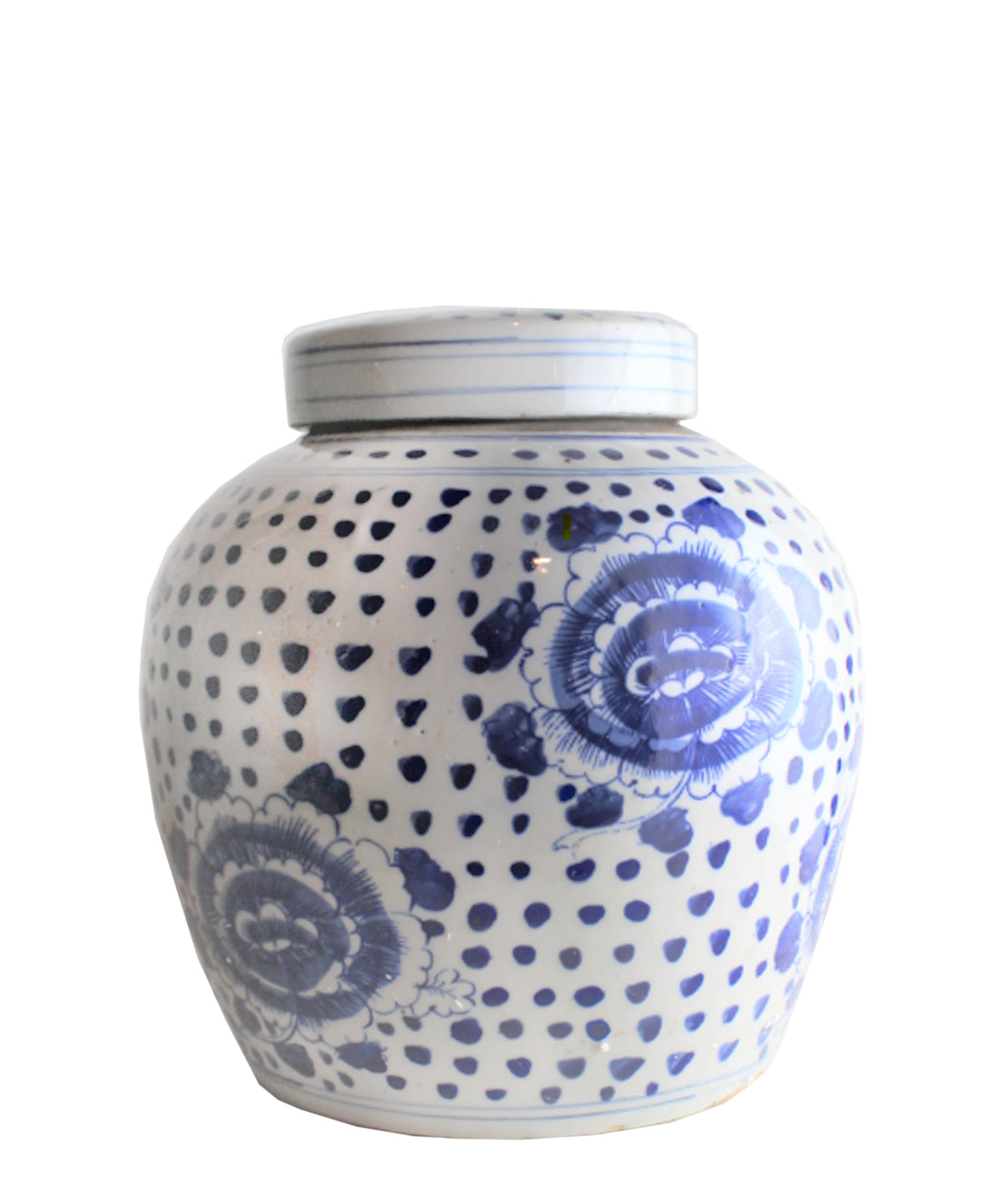 Chinese Porcelain Ginger Jar with Flower and Dots - Small