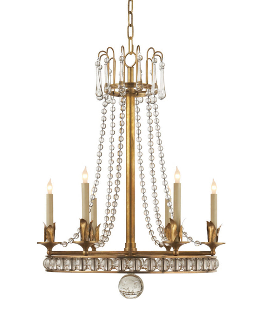 Farlane Small Chandelier in Hand-Rubbed Antique Brass with Natural