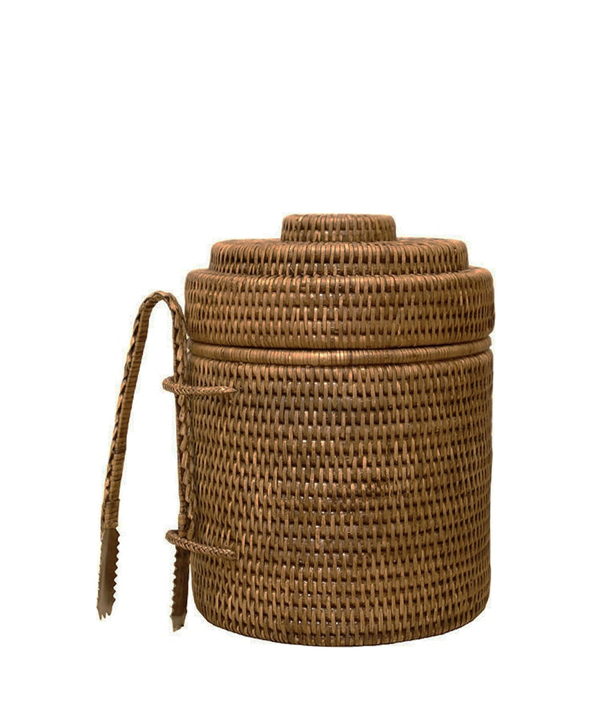 Woven Rattan Ice Bucket with Tongs, Antique Brown – High Street Market