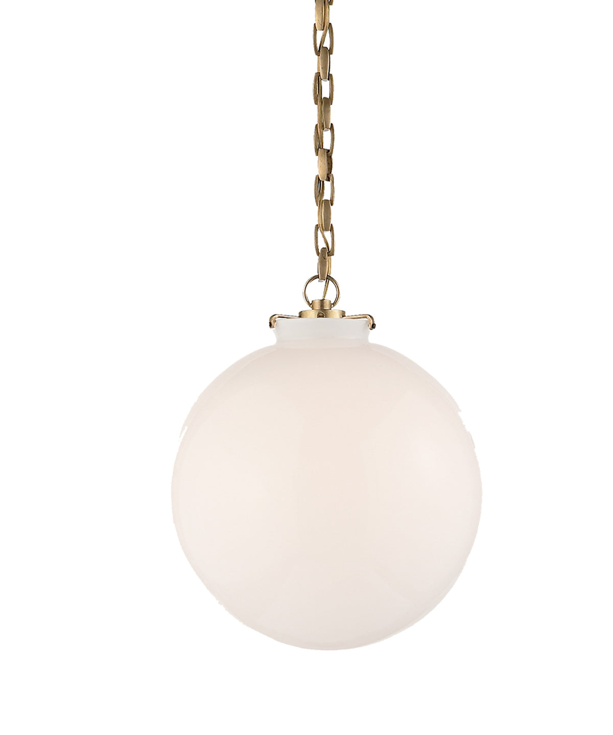 Bennett Pendant with Curved Milk Glass Shade, Hand-Rubbed Antique Brass